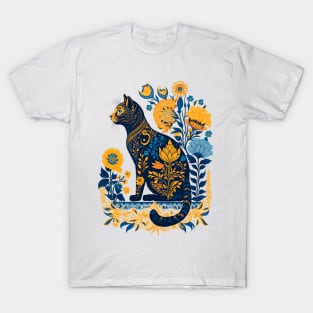 Ukraine Cat Cute Floral Vintage Ukrainian Flag & Vyshyvanka T-Shirt